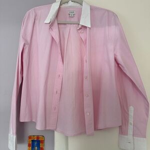 J. Crew Women’s Pink Button-Down Shirt with White Collar
